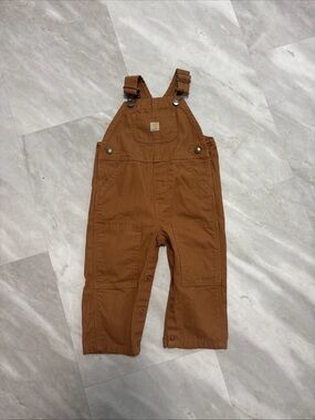NWOT Carhartt Double Knee Overalls Brown Canvas 18 months 100% Cotton